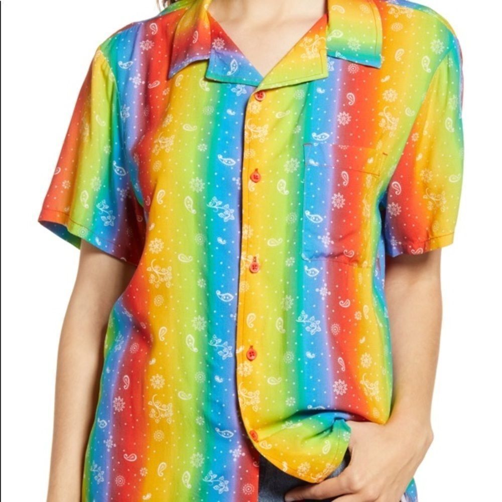 BP be proud camp print bandana button up unisex